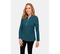 Longpullover GOLDNER "Kurzgröße Flauschiges Troyer- Shirt", Damen, Gr. 21, blau (dunkelpetrol, melange), Obermaterial: 75% Viskose CV. 20% Polyester PES. 5% Elasthan EL., Tubular, Pullover Longpullove