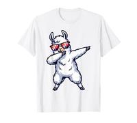Flauschiges weißes Lama, das in Einer stilvollen Sonnenbrille getupft Wird T-Shirt