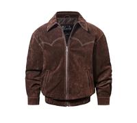 FLAVOR Herren Echte Lederjacke Warmer Stehkragen Winterjacke Braun (XL, Dunkelbraun)