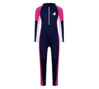 Fldy Kinder Mädchen Badeanzug Einteiler Langarm Ganzkörper Bademode Rush Guard Wasseranzug Badekleidung Zum Schwimmen Baden Surfen Strand Marineblau 134-140