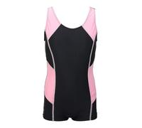 Fldy Mädchen Badeanzug Mit Bein Einteiler Sport Schwimmanzug Kinder Training Athletic Bademode Surfen Strandmode Schwarz&Rosa_A 146-152