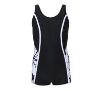 Fldy Mädchen Badeanzug Mit Bein Einteiler Sport Schwimmanzug Kinder Training Athletic Bademode Surfen Strandmode Schwarz_A 134-140