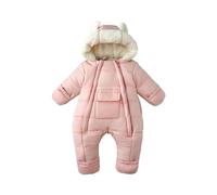 Fldy Unisex Baby Schneeanzug Winter Gefütterte Strampler Mit Kapuze Warme Winter Schlafanzug Mit Füßen Rosa 68-74