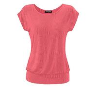 FLEASEE Damen T-Shirt Kurz Ärmel Bluse Stretch Lässig Tunika Allover Druck Oberteile Top
