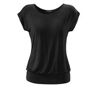 FLEASEE Damen T-Shirt Kurz Ärmel Bluse Stretch Lässig Tunika Allover Druck Oberteile Top
