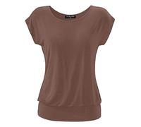 FLEASEE Damen T-Shirt Kurz Ärmel Bluse Stretch Lässig Tunika Allover Druck Oberteile Top