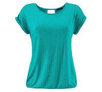 FLEASEE Damen T-Shirt Rundhals Kurzarmshirt mit Allover Druck Sommer Bluse Casual Top
