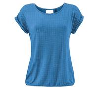 FLEASEE Damen T-Shirt Rundhals Kurzarmshirt mit Allover Druck Sommer Bluse Casual Top
