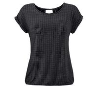 FLEASEE Damen T-Shirt Rundhals Kurzarmshirt mit Allover Druck Sommer Bluse Casual Top