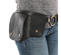 Flechae Steampunk Gothic Hüfttasche Gürteltasche Mittelalter Vintage PU Hüftgürtel Geldbörse Tasche Lässig(BK-OS)