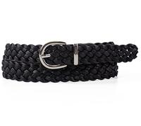 Flechtgürtel Damen elastisch verstellbar - Gürtel aus Lederimitat - 3 cm breit - Geflochtener Damengürtel in vielen Farben - Casual & elegant kombinierbar (Schwarz - Länge 110 cm - Breite 3 cm)
