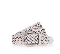 Flechtgürtel TAMARIS "Dana Silver", Damen, Gr. 85, weiß, Rindsleder, Flechtoptik, unifarben, Gürtel, Individuell längenverstellbar, 3 cm breit (20798607-85) weiß