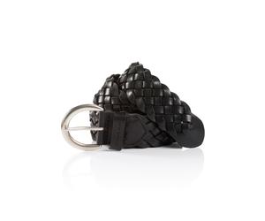 Flechtgürtel TOM TAILOR "TTLISA", Damen, Gr. 85, schwarz, Rindsleder, Gürtel, 4 cm breiter Damengürtel, Flechtledergürtel, modisches Must-Have (75938860-85) schwarz