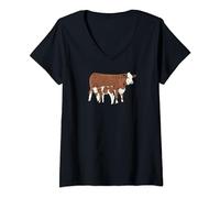 Fleckvieh Rind I Rinderzucht Motiv für Rinderhalter T-Shirt mit V-Ausschnitt