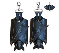 Fledermaus-Schlüsselanhänger aus PU-Leder mit Flügeln, Fledermaus-Schlüsseltasche for Damen und Herren (schwarz, 2 Stück) (schwarzer Stil 2)