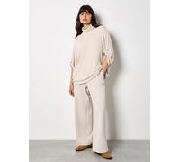 Fledermauspullover APRICOT "Oversized-Pullover", Damen, Gr. M (38), weiß (stein), Strick, Obermaterial: 78% Viskose CV. 19% Polyester PES. 3% Elasthan EL., uni, lang, Krempelärmel, Pullover, mit Kremp