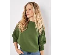Fledermauspullover APRICOT "Ripppullover", Damen, Gr. L (40), grau (grün), gestrickt, Obermaterial: 41% Polyamid PA. 37% Viskose CV. 22% Polyester PES., Modisch, figurumspielend hüftlang, Rundhals, Fl