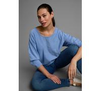 Fledermauspullover LAURA SCOTT, Damen, Gr. 48/50, blau (blau, melange), Feinstrick, Obermaterial: 70% Viskose, 30% Polyamid, unifarben, Basic, lässig geschnitten hüftbedeckend, Rundhals, Pullover, mit
