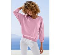 Fledermauspullover VIVANCE, Damen, Gr. 40/42, rosé, Strick, Obermaterial: 60% Baumwolle, 40% Polyamid, unifarben, figurumspielend hüftlang, V-Ausschnitt, Pullover, aus weicher Feinstrickqualität, mit 