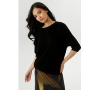 Fledermausshirt ANISTON SELECTED, Damen, Gr. 44, schwarz, Jersey, Obermaterial: 93% Polyester, 7% Elasthan, Biesen, unifarben, Basic, lässig geschnitten hüftbedeckend, Rundhals, Fledermausärmel Bündch