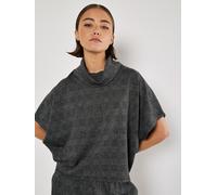 Fledermausshirt APRICOT "Karo-Blusentop", Damen, Gr. L (4), grau, gewebt, , Modisch, figurumspielend normal, hoch geschlossener Ausschnitt, weit, Shirts Fledermausshirt (53786022-40) grau