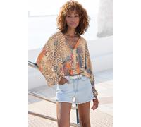 Fledermausshirt BUFFALO, Damen, Gr. 32/34, bunt (animal bedruckt), Jersey, Obermaterial: 100% Viskose, bedruckt, figurumspielend hüftlang, tiefer V-Ausschnitt, Fledermausärmel, Shirts Fledermausshirt,