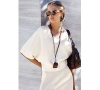 Fledermausshirt COPENHAGEN STUDIOS, Damen, Gr. 48/50, creme, Rippstrick, Obermaterial: 50% Viskose, 28% Polyester, 22% Nylon, unifarben, figurumspielend hüftlang, V-Ausschnitt, Fledermausärmel normale