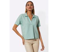 Fledermausshirt CREATION L "Poloshirt", Damen, Gr. 42, grün (kalkmint), 95% Polyester, 5% Elasthan, unifarben, V-Ausschnitt, Shirts Fledermausshirt (69129039-42) kalkmint