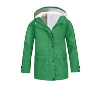 Fleece-gefütterte Regenjacke für Mädchen, Reißverschluss, Knopfleiste vorne, Windbreaker-Mäntel, Tween, Kinder, einfarbig, Outdoor, lässig, Outwear mit Taschen, Winter, dicker, warmer Regenmantel