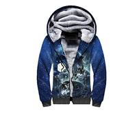 Fleece-Hoodie mit 3D-Wolf-Motiv, mit Reißverschluss, für Herren und Damen, Winter, warm, Doppel-Samtjacke, Cosplay-Kapuzenpullover, 9, 4XL