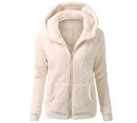 fleece jacke für damen,Teddy Fleece Jacke Beige Fleecejacke mit Kapuze Reißverschluss Thermo Kuschelige Flauschige Sweatjacke Wollfleece Pulli Plüschjacke Fliesjacken Für Frauen Winter Bekleidung