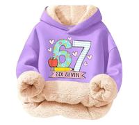 Fleece Kapuzenpullover Jungen & Mädchen Six Seven 6 7 Meme Aufdruck Langarmshirt Warm Gefütterter Pullover Sweatshirt mit Kapuze Weiches Langarm Kapuzenpulli Lässige 67 Hoodie Oberteile