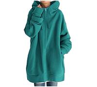 Fleece Langjacke Damen Kapuzenjacke Große Größen Hoodies Sweatjacke Reißverschluss Übergroßer Freizeit Sweatshirt Plüsch Gefüttert Herbst Winter Jakce mit Kapuze