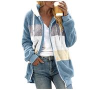 Fleece Pullover Damen Warm Plüschjacke Winter Weiche Teddyjacke Fleecejacke Dünn Elegant Plüschmantel Winterjacke Teddy Fleece ReißVerschluss Kapuzenmantel Mit Kapuze Teddy-Fleece Mantel Jacke