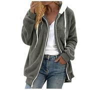 Fleece Pullover Damen Warm Plüschjacke Winter Weiche Teddyjacke Fleecejacke Dünn Elegant Plüschmantel Winterjacke Teddy Fleece ReißVerschluss Kapuzenmantel Mit Kapuze Teddy-Fleece Mantel Jacke