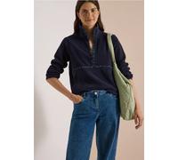 Sweatshirt CECIL, Damen, Gr. XS (36), blau (urban dunkelblau), Sweatware, 100% Polyester, unifarben, comfort fit, hoch geschlossener Ausschnitt, abgesteppt, Sweatshirts Sweatshirt, mit Stehkragen (102