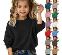Fleece Strickpullover Mädchen Winter Warm Thermo Wolle Pullover Kinder Girls Casual Einfarbig Weicher Weihnachtspullover Christmas Sweater Freizeit Komfort Kuschelpullover (Mint Green, 11-12 Years)