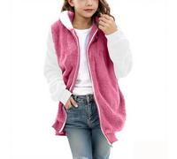 Fleece-Weste für Jungen und Mädchen, mit Kapuze, Teddy-Fleece-Weste, flauschige Sherpa-Jacken, ärmellose Weste mit Reißverschluss, Winter, warm, leicht, lockere Passform, Bodywarmer Outwear, Teenager