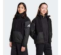 Fleecejacke ADIDAS SPORTSWEAR "J SHERPA JKT", Jungen, Gr. 176, schwarz-weiß (schwarz, weiß), Obermaterial: 100% Polyester, Jacken (63393933-176) schwarz, weiß