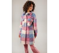 Fleecejacke ANISTON CASUAL, Damen, Gr. 40/42, bunt (beere, blau, lila, rosa, hellblau, sand), Fleece, Web, Obermaterial: 100% Polyester, gemustert, kariert, lässig geschnitten kniefrei, 1-Knopf-Mansch