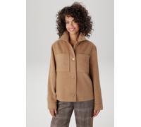 Fleecejacke ANISTON CASUAL, Damen, Gr. 48, braun (camelfarben), Fleece, Obermaterial: 90% Polyester, 10% Wolle. Futter: 100% Polyester, aufgeraut, unifarben, lässig geschnitten hüftlang, 1-Knopf-Mansc