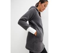 Fleecejacke BONPRIX, Damen, Gr. 56/58 (XXXL), grau (schiefergrau), Fleece, Obermaterial: 100% Polyester, unifarben mit Farbeinsatz, oversize Po-bedeckend, Raglanärmel Rippbündchen kontrastfarben, Jack