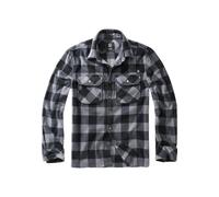 Fleecejacke BRANDIT "Brandit Herren Jeff Fleece Shirt Long Sleeve", Herren, Gr. L, schwarz-weiß (schwarz, grau), 100% Polyester, kariert, normal, amerikanischer Ausschnitt, Jacken Fleecejacke (7989644