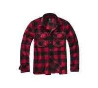 Fleecejacke BRANDIT "Brandit Herren Jeff Fleece Shirt Long Sleeve", Herren, Gr. XXL, rot (rot, schwarz), 100% Polyester, kariert, normal, amerikanischer Ausschnitt, Jacken Fleecejacke (27398764-XXL) r