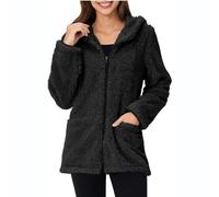Fleecejacke Damen Leicht Plüsch Zipjacke Weich Kapuzenjacke Full Zip Hoodie mit Taschen Outdoor Warm Plüschjacke Winddicht Übergangsjacke Slim Fit S/M/L/XL/XXL/XXXL