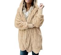 fleecejacke damen mit kapuze,Damen Fleecejacke mit Kapuze Oversize Teddy Flauschige Pullover Hoodie Jacke Lang Fleece Sweatshirt Große Größen Winter Warm Plüsch Teddyjacke Kuschel Strickjacke