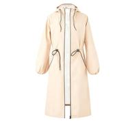 Fleecejacke Damen Winterjacke Lang Kapuzenjacke mit Zip Gefütterte Sweatjacke Dicke Strickjacke Warme Hoodie Jacke Winter Plüschjacke Kapuzenpullover mit Reißverschluss Kapuzen (Beige, XL)