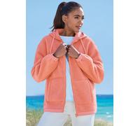 Fleecejacke ELBSAND, Damen, Gr. 44, peach, Obermaterial: 100% Polyester. Kapuzenfutter: 100% Polyester, unifarben, gerade hüftlang, Bündchen, Jacken Fleecejacke, mit Kapuze (40573559-44) peach