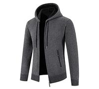 Fleecejacke Herren: Langarm Sportlich mit Reißverschluss 3XL Strickjacke Trachtenjanker Leicht Modern Strick Herbst Wintermantel Sweatjacke mit Kapuze Lang Cardigan Trachtenjacke