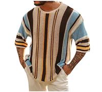 Fleecejacke Herren Tshirt Herren XXL Hemd Herren Kurzarm 4XL MäNner Gestreiftes Strick Rundhals 3/4 ÄRmel Basic T-Shirt Sweater Casual Regular Fit Kaputzensweatjacke MäNner (Schwarz, 3XL)